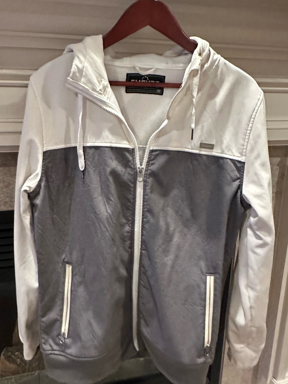 Empyre Two-Tone Hooded Zip Windbreaker - White & Gray